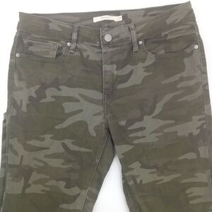 Levi's 711 Skinny Jeans Womens 29 Green Camo Mid Rise Camouflage Pants